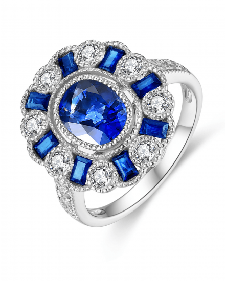 OVAL SAPPHIRE DIAMOND RING (TR4203)